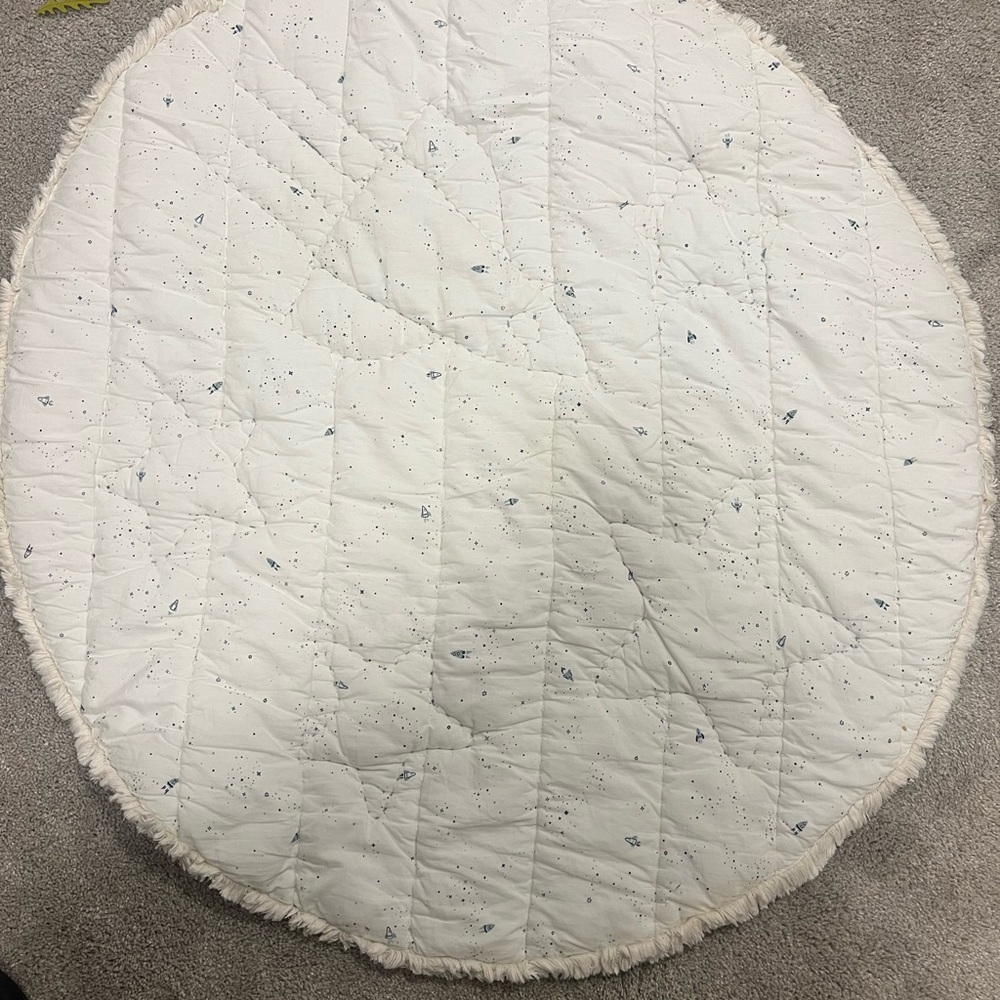 Pehr Rocketman Cream and Navy Quilted Kids Play Mat